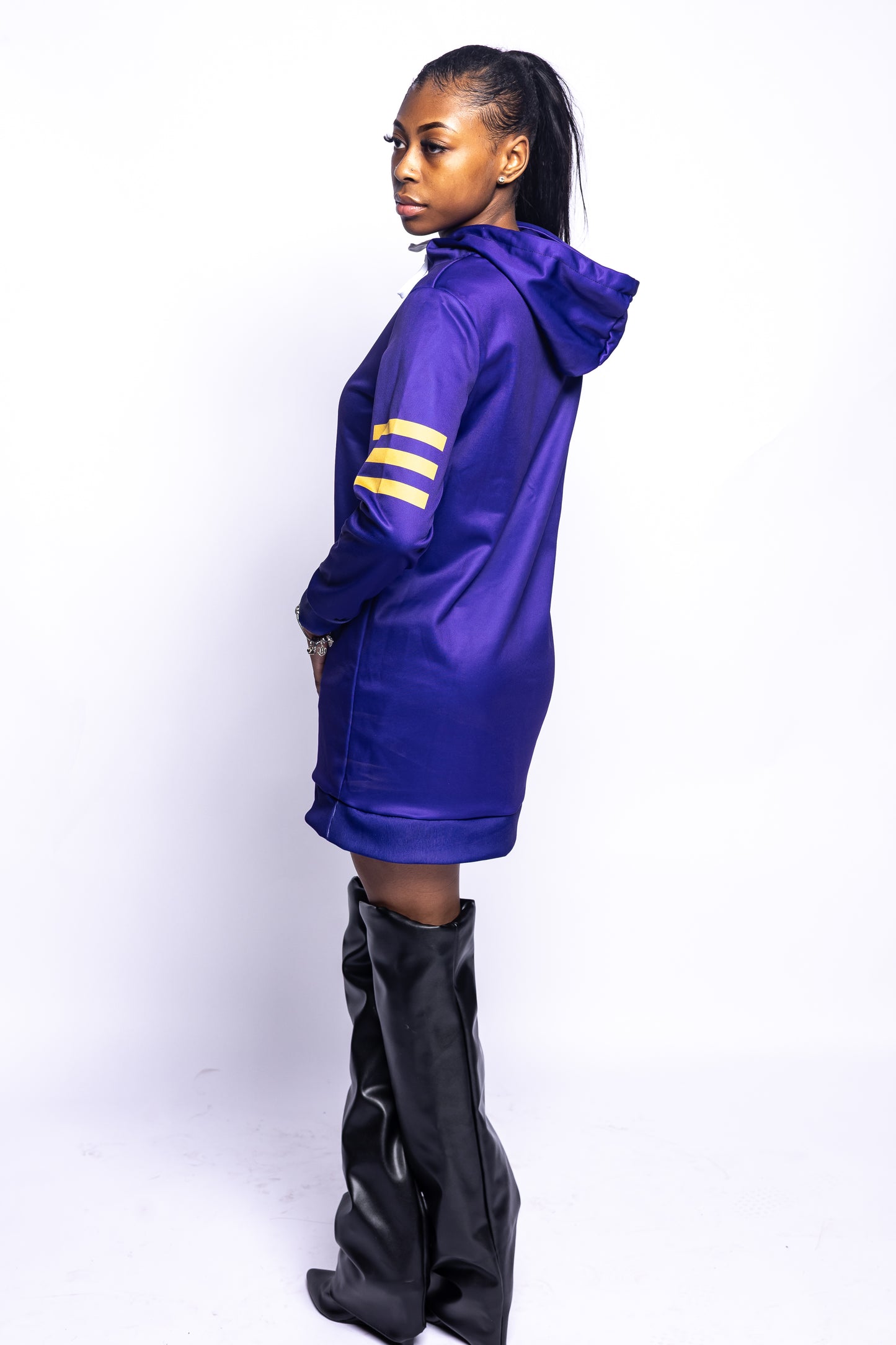 Fashion Royale Gold Drip Hoodie Dress
